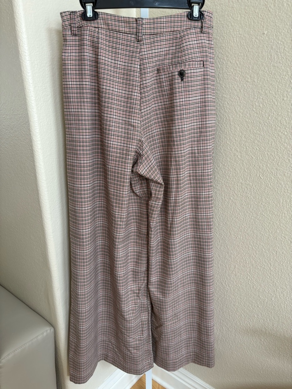 Maeve The Avery Pleated Wide-Leg Trousers Plaid in Ivory Combo - Size 8 - Picture 10 of 12